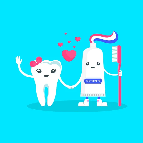 Pastă de dinți și dinți — Vector de stoc