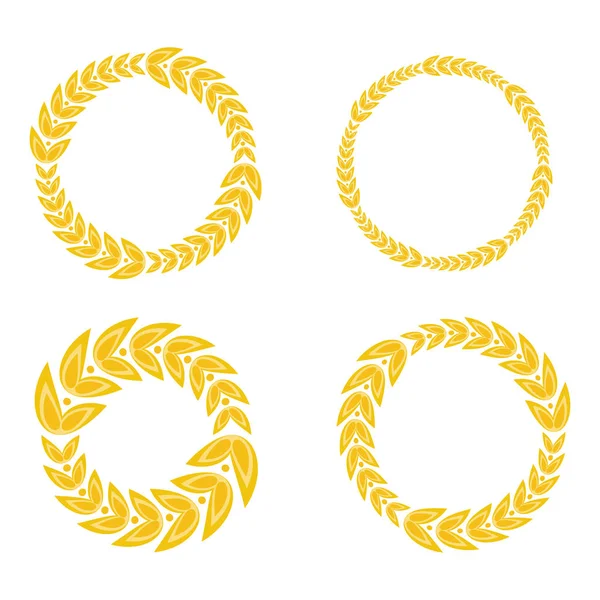 Ornamento círculo quadro louro dourado — Vetor de Stock