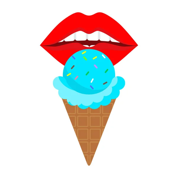 Παγωτό κοντά χείλη — Διανυσματικό Αρχείο