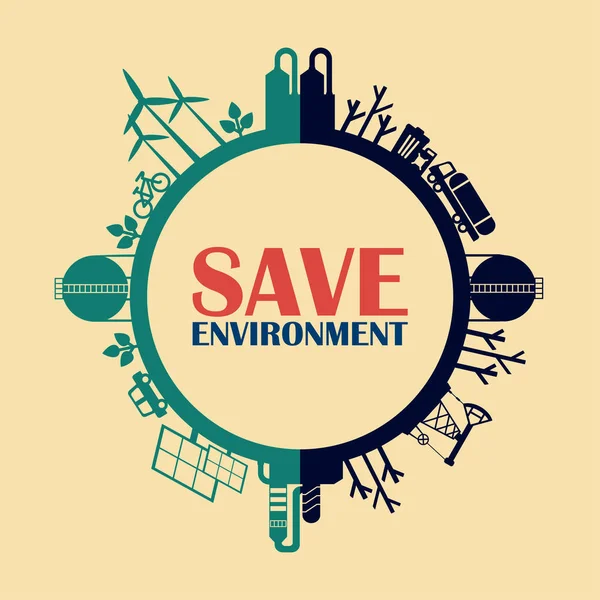 Salvare il concetto di ambiente — Vettoriale Stock