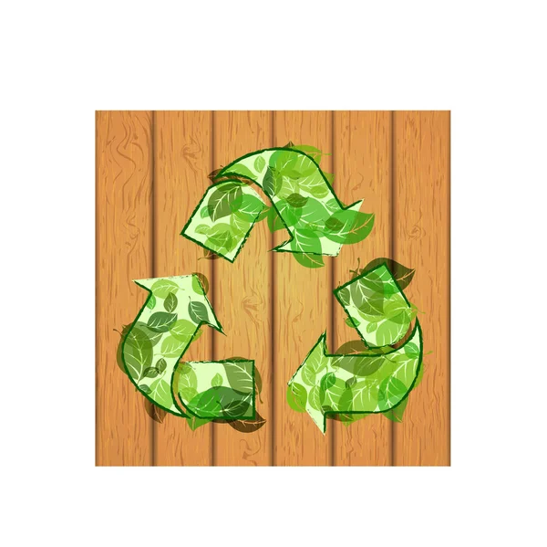 Recycler signe sur fond en bois — Image vectorielle