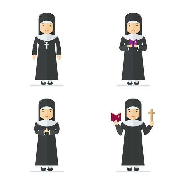 Katolikus nun karakter — Stock Vector