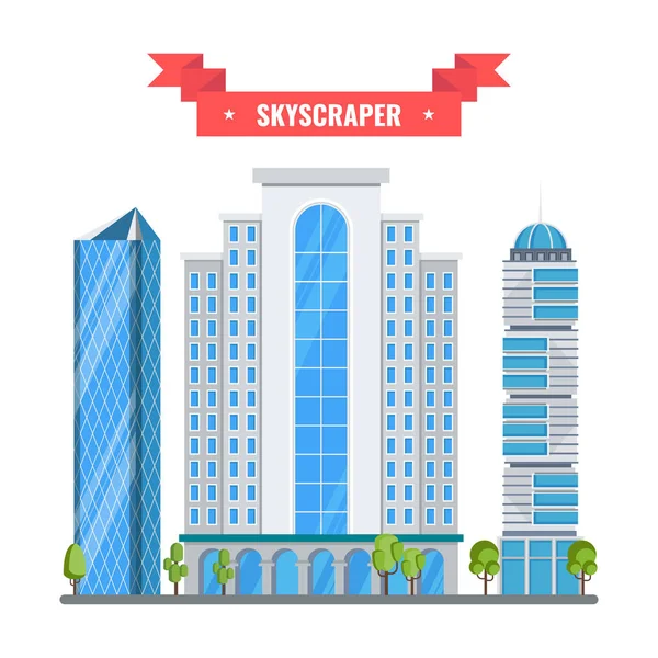 Rascacielos en la ciudad moderna — Vector de stock