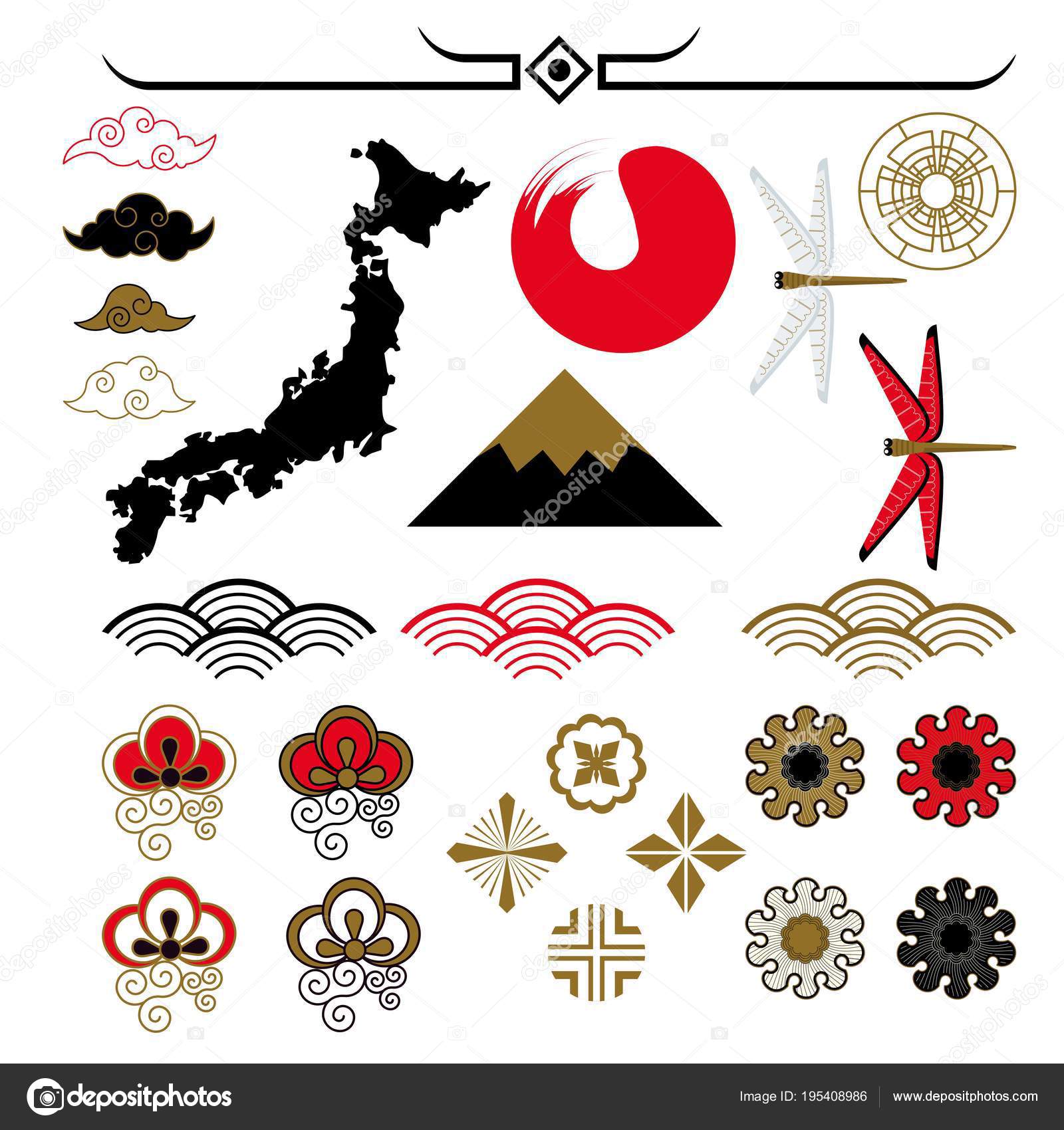 Japanese pattern elements — Stock Vector © quarta #195408986