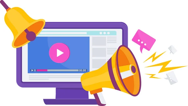 Video marketing. Videokanaal naar het internet — Stockvector