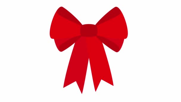 広いリボンからエレガントな赤い弓。グリーティング カードの装飾 — ストック動画