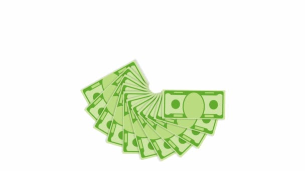 Fã de animação dinheiro no fundo branco . — Vídeo de Stock