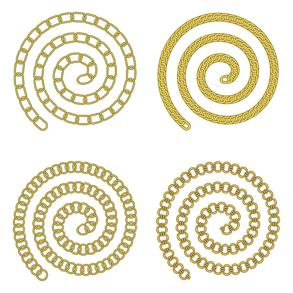 Spiraal van gouden kostbare ketting. Luxe sieraden. — Stockvector