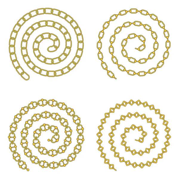 Spiraal van gouden kostbare ketting. Luxe sieraden. — Stockvector