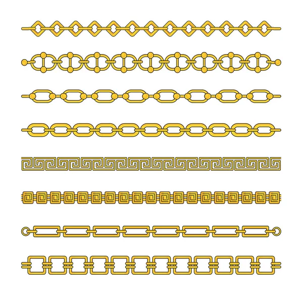 Chaînes en or avec tissage différent. bijoux en or cher . — Image vectorielle