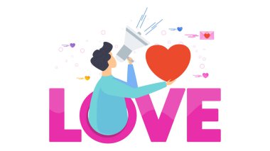 Megafondaki adam aşk çığlıkları atıyor.