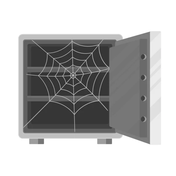 Ouvrir coffre-fort vide avec une toile d'araignée à l'intérieur — Image vectorielle