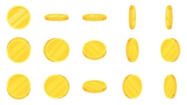 Folha de sprite de rotação de moedas de ouro . — Vetor de Stock