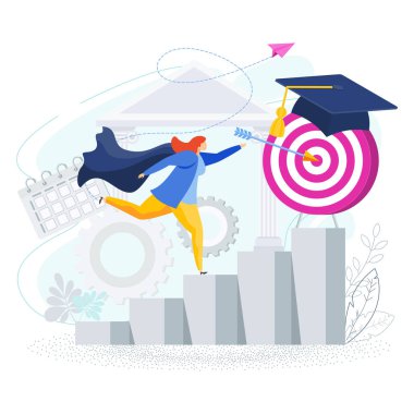 Başarı merdivenlerini tırmanan kız..