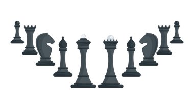 Kara satranç taşları yükseliyor. Strateji tahtası oyunu.