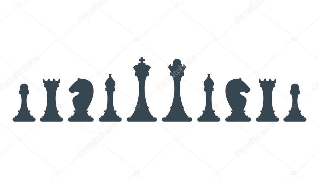 Series of chess pieces. Strategy board game.