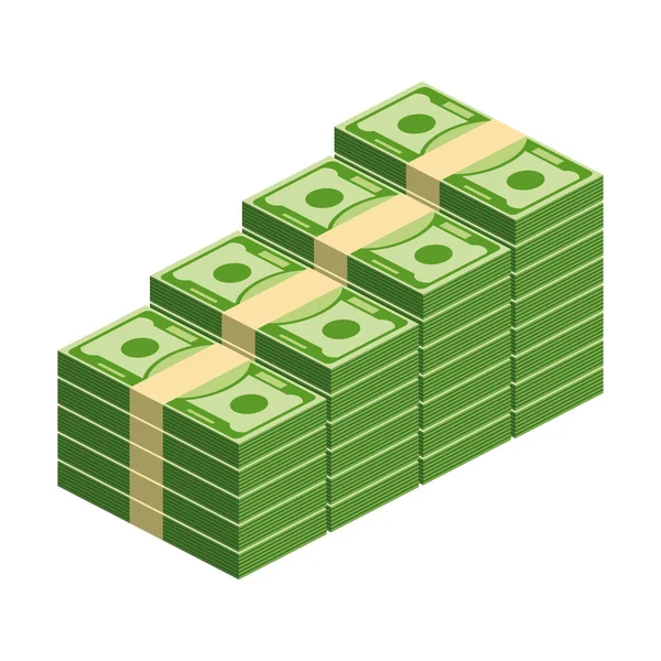 Riesige Packungen Papiergeld. Bündel mit Geldscheinen. — Stockvektor