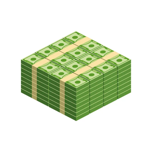Enormes paquetes de papel moneda. Paquete con facturas en efectivo. — Vector de stock