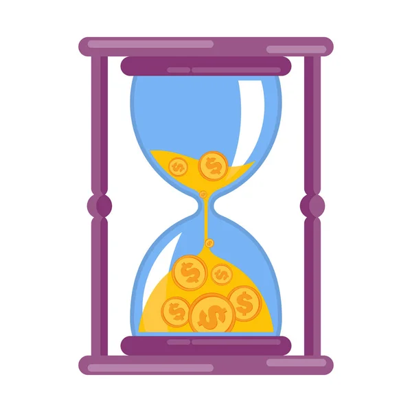 Песочные часы с деньгами. Плоский векторный рисунок — стоковый вектор
