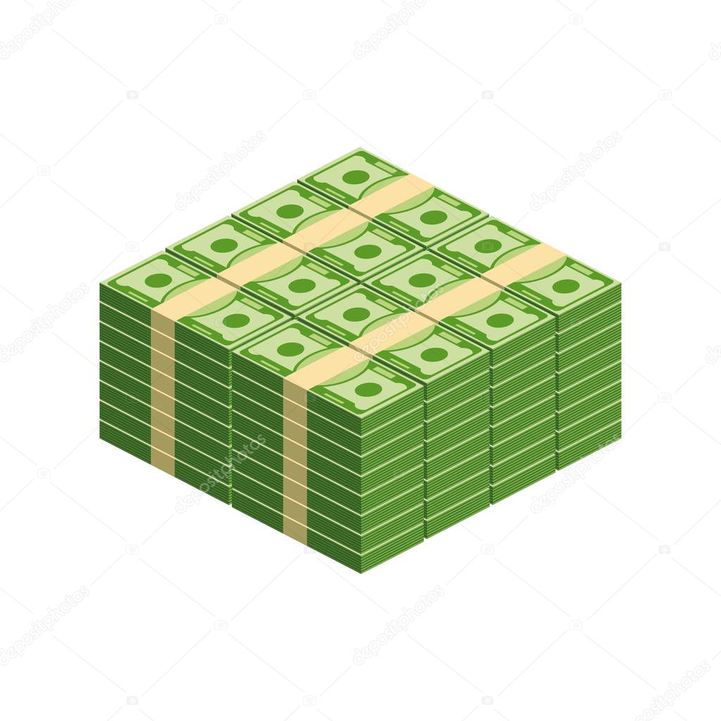 Huge packs of paper money. Bundle with cash bills.
