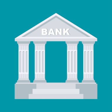 Banka binası düz vektör simgesi. Klasik görünüm