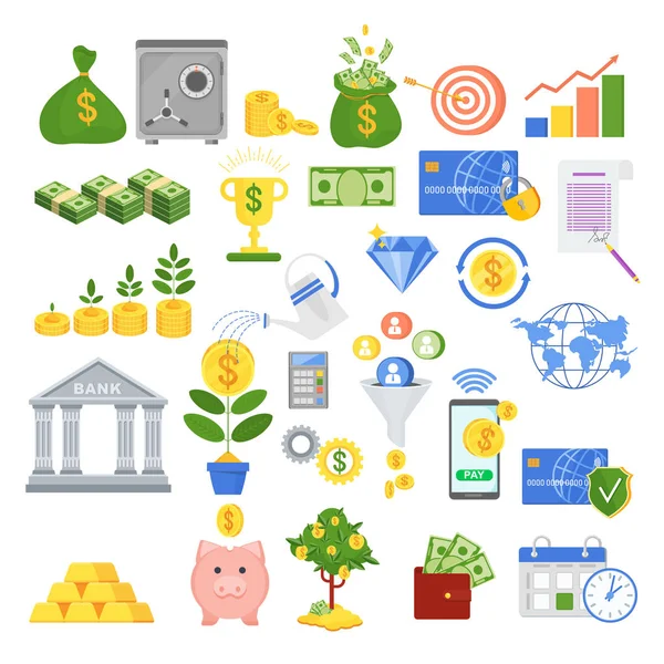 Set of icons on the theme of finance. — Stock Vector