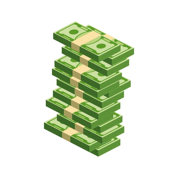 Riesige Packungen Papiergeld. Bündel mit Geldscheinen. — Stockvektor