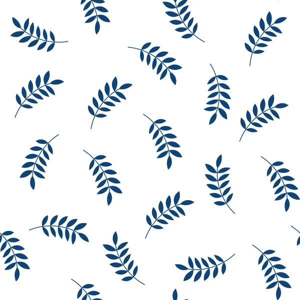 Бесшовный геометрический узор с листьями, травинками и веточками — стоковый вектор