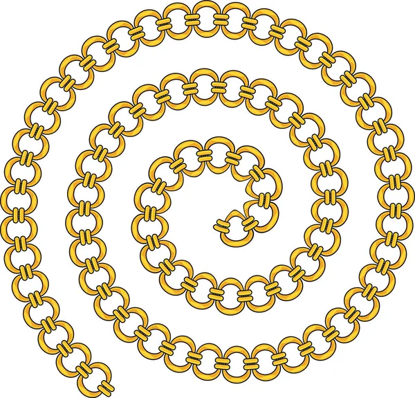 Spiral of golden precious chain. Luxury jewelry for men and women. — ストックベクタ