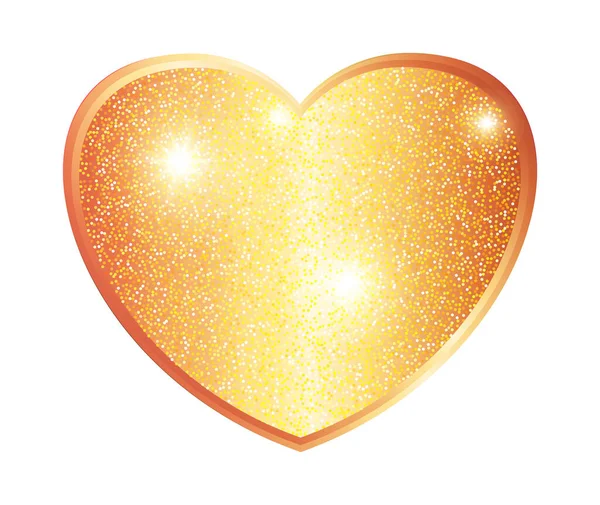 Brillantes corazones dorados sobre un fondo transparente . — Vector de stock