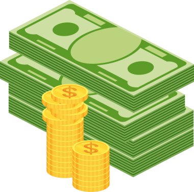 Çok çeşit para. Banknotlar paketlenir, faturalar uçar.