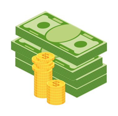 Çok çeşit para. Banknotlar paketlenir, faturalar uçar.