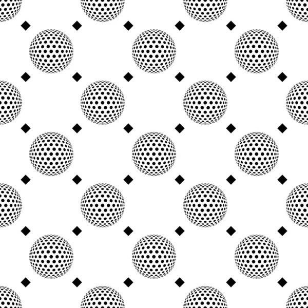 Pola mulus dengan abstrak round 3d halftone sphere - Stok Vektor