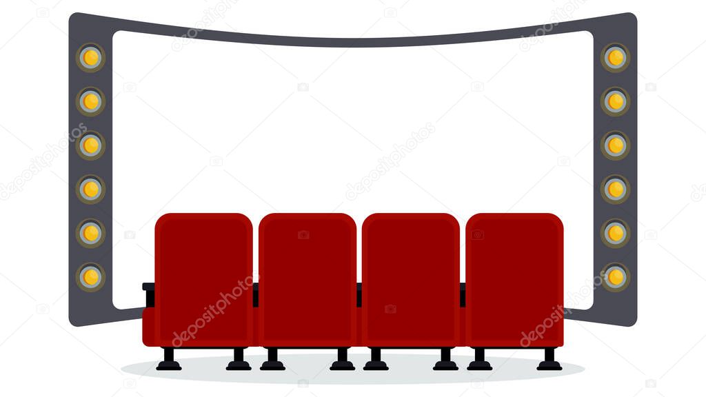 Cinema seats illustration. Flat vector objects isolated on a white background.