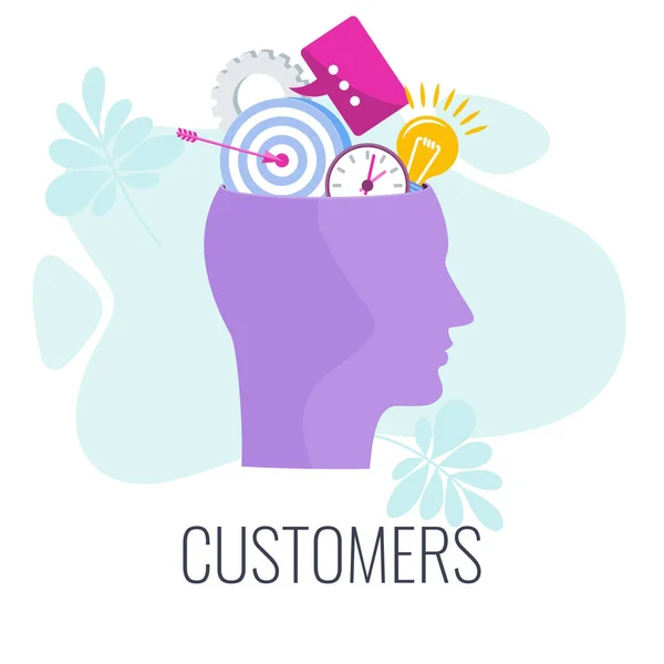 Müşteri, müşteri, tüketici bilgi grafikleri resim grafiği. — Stok Vektör