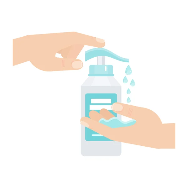 Ontsmettingsmiddel voor desinfectie. Handhygiëne. Handwas met zeep. — Stockvector