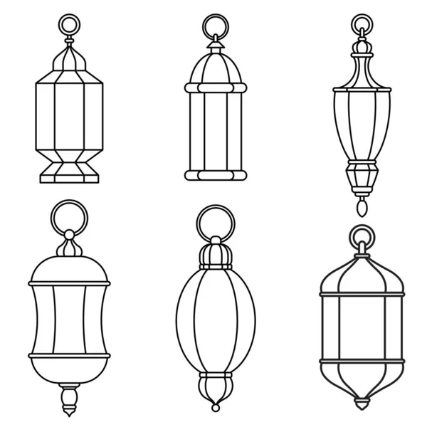 Icona Arabian Lamp Outline. Illustrazione vettoriale piatto . — Vettoriale Stock