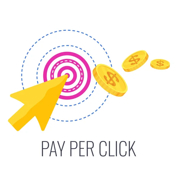 Pictograma de infografías de pago por clic. Modelo de publicidad en Internet. — Vector de stock
