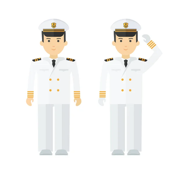 Katonai tengerésztiszt teljes ruhában. Lapos vektor rajzfilm illusztráció. — Stock Vector