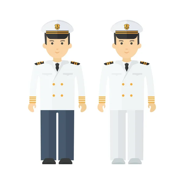 Military naval officer in full dress. Flat vector cartoon illustration. — Stock Vector