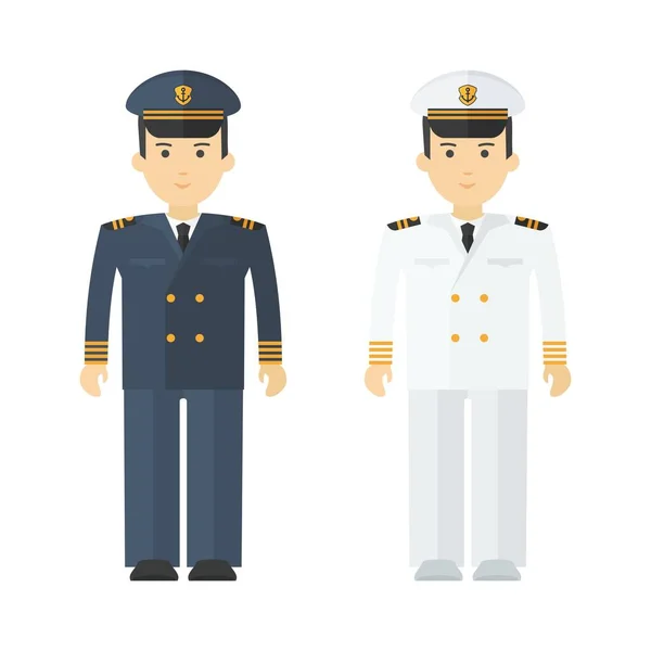 Military naval officer in full dress. Flat vector cartoon illustration. — Stock Vector