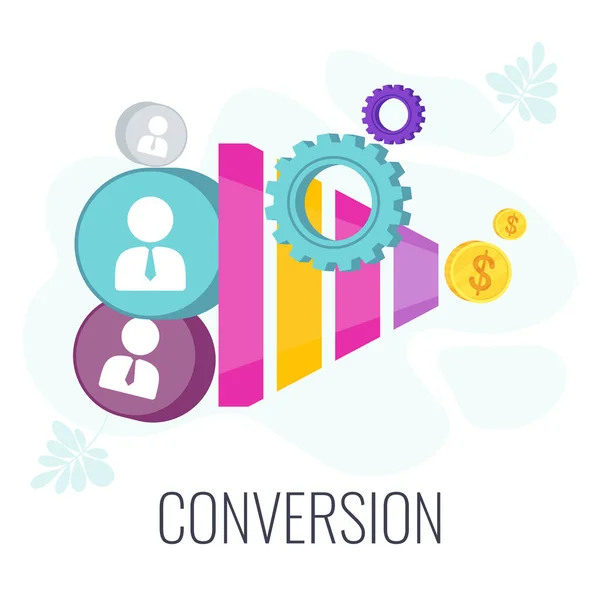 Conversion Rate optimization. Potential customer becoming an actual customer. — Stock Vector