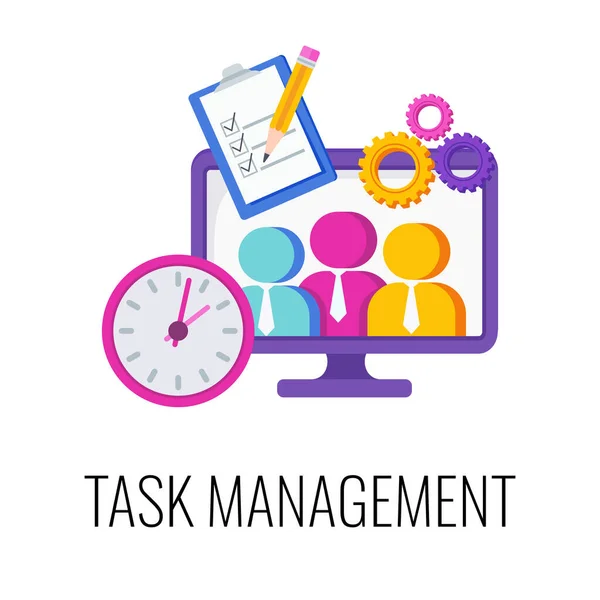 Task management Infographics Pictogram. Flat vector illustration. — Stock Vector