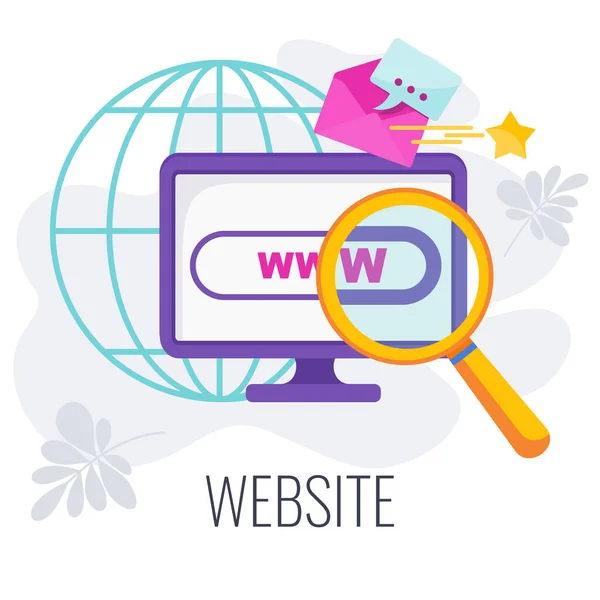 Website-Design-Ikone. Suche nach relevanten Informationen im Internet. — Stockvektor