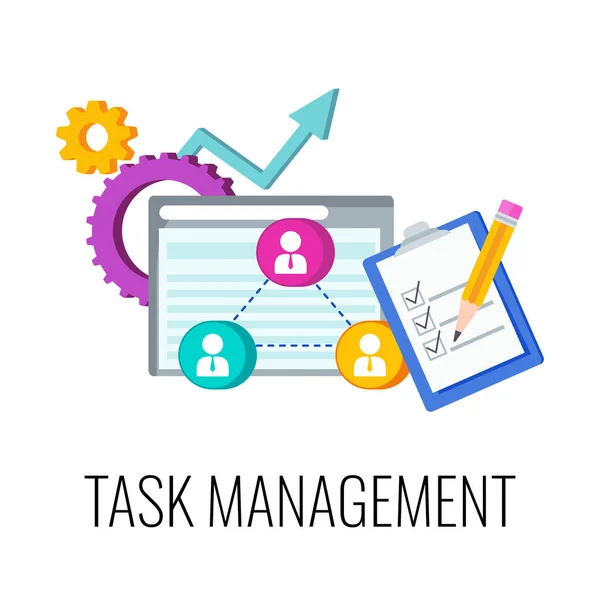 Task management Infographics Pictogram. Flat vector illustration. — Stock Vector