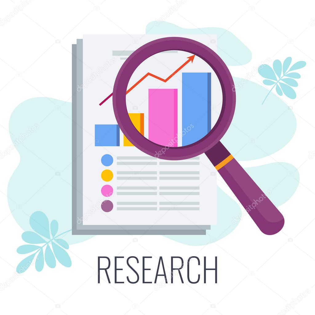 Marketing research icon. Flat vector illustration on white background.