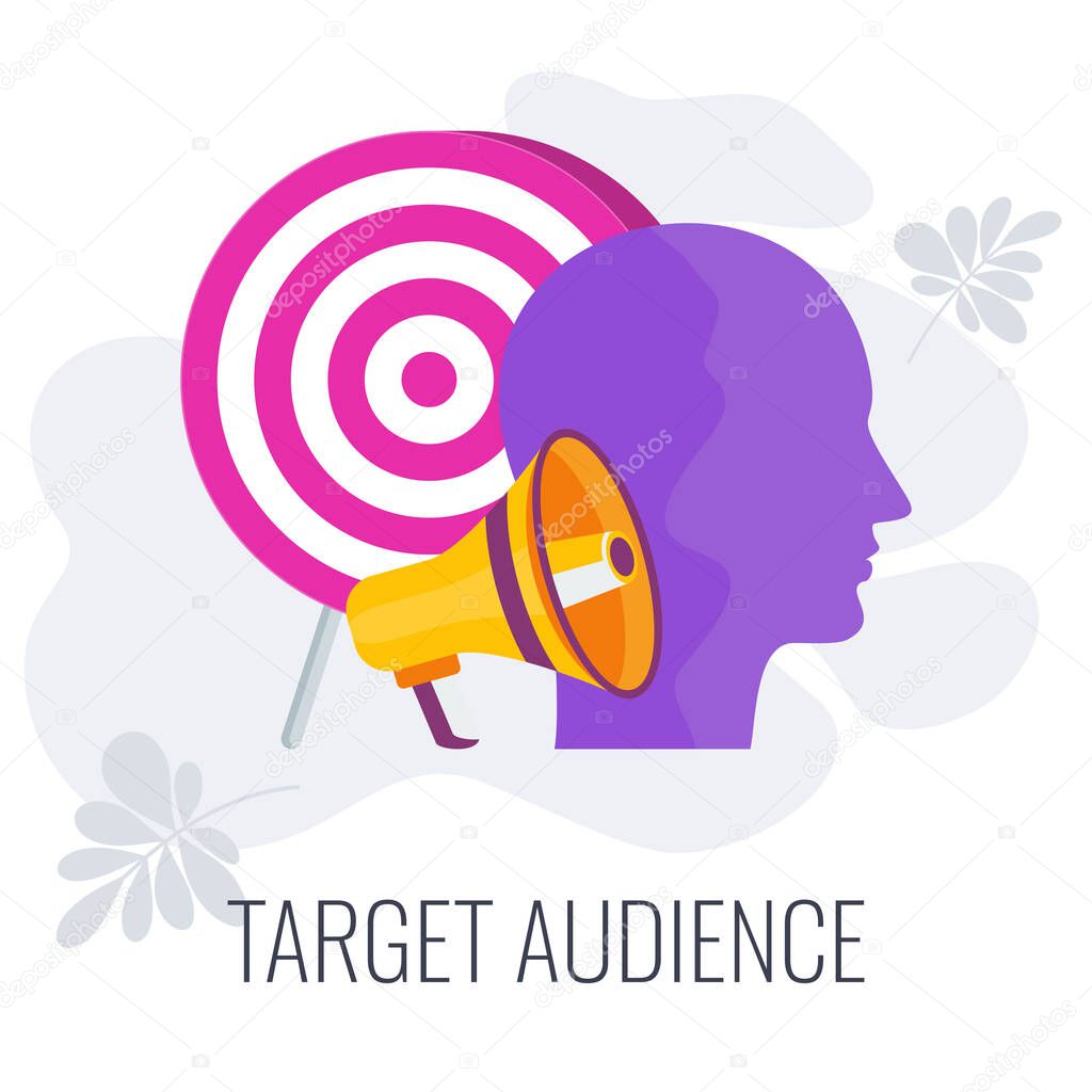 Target audience. Advertising and marketing strategies. Flat vector illustration.