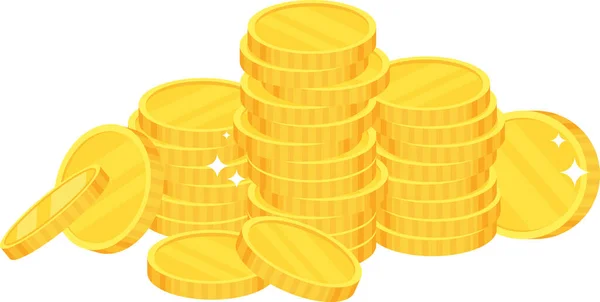 Monete. Un mucchio di dollari d'oro. Illustrazione del fumetto vettoriale piatto . — Vettoriale Stock