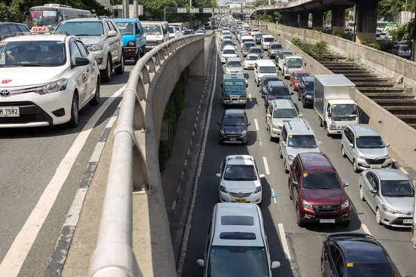 Manilla Filippijnen Juni 2017 Zwaar Verkeer Veel Auto Weg Van — Stockfoto