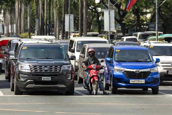 Manilla Filippijnen Juni 2017 Zwaar Verkeer Veel Auto Weg Van — Stockfoto